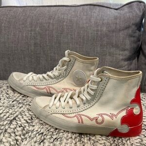 Converse Women's High-Top Sneakers - Cream and Red Design